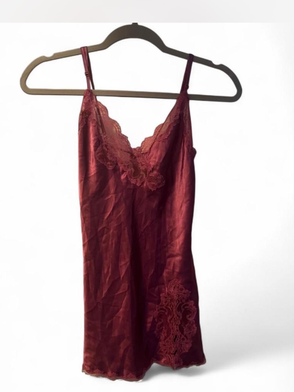 Victoria secret purple silky slip dress with lace trim